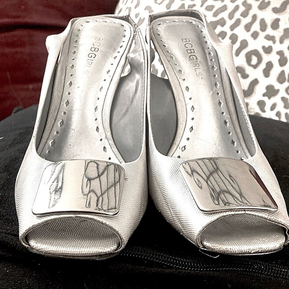 BCBG Silver Slingback Stiletto Sandal - Picture 2 of 12